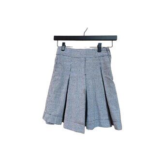 Highlands Uniforms Blue & White Houndstooth Pleated Skirt With Side Button Closu
